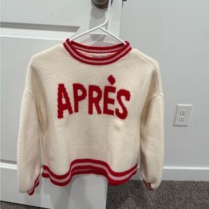 Alice + Olivia Cream and Red Crew Neck Sweater